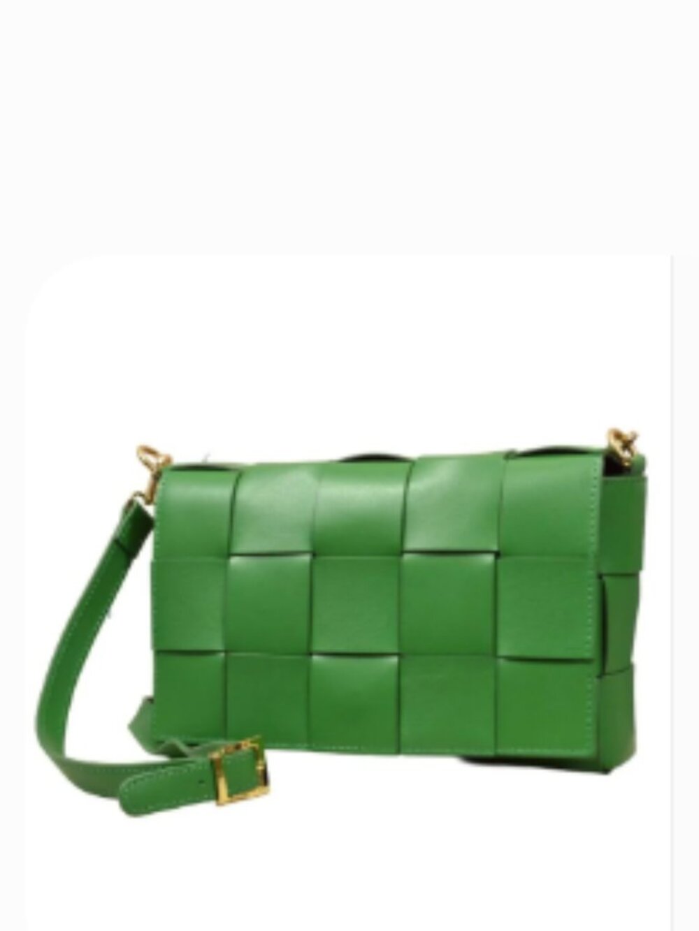 Isadora Italian Woven Green Leather Flap Crossbody Or Clutch Bag